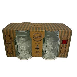 Impressions Vintage Glass Set Of 4 Shot Glasses 5 Fluid Ounces. Mason Jar Style